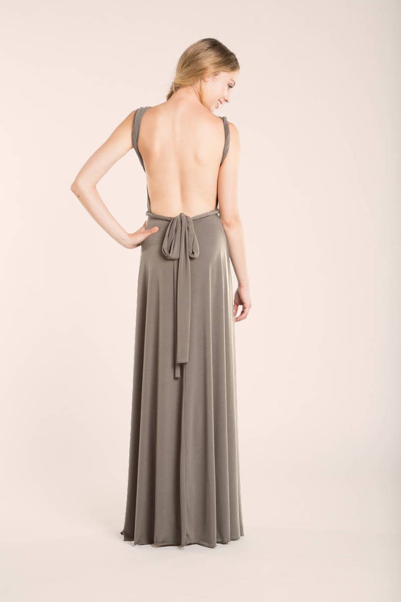 Taupe bridesmaid dress, Taupe long dress, pale brown infinity dress, long light brown dress, brown infinity dress, long dress, taupe dress image 3