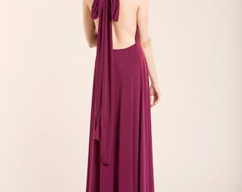 Burgundy prom dress, marsala long dress, red floor length infininty dress, long party dress, marsala dress, red wrap dress, prom dresses