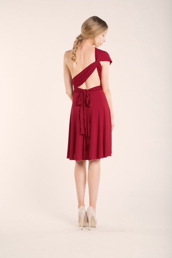 Dark Red Convertible Short Bridesmaid Dresses Dark Red Convertible Short Bridesmaid Dresses