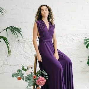 Aubergine infinity dress, long aubergine dress, aubergine bridesmaid dresses, Bohemian dress