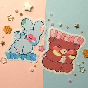 Kopi e Chao - Stickers - "Listener" Chao & "Yapper" Kopi // adesivi per coppie, regalo per amici, sticker meme, adesivi carini