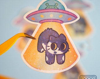Rocket the Space Cat - Holo Stars Sticker // holographic sticker, original art, cute cat sticker, bujo, scrapbooking
