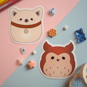 BG3 Owlbear Cub & Scratch Squishmallows Stickers // cute, funny, dnd, bg 3, couple stickers, bffs