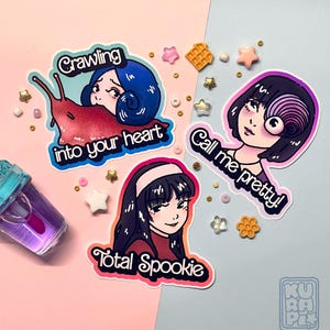 Horror Cuties! Tomie, Slug Girl, Azami Kurotani Stickers - Tomie // creepy sticker, junji ito, horror manga, uzumaki