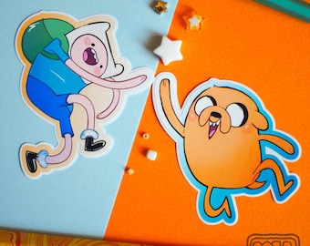Pegatinas de Hora de Aventura: Finn y Jake chocan las cinco, ¡Qué linda pareja!