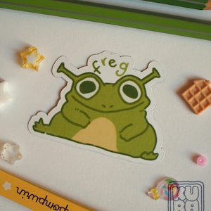 Freg Magnet // meme magnets, frog, green, ogre frog