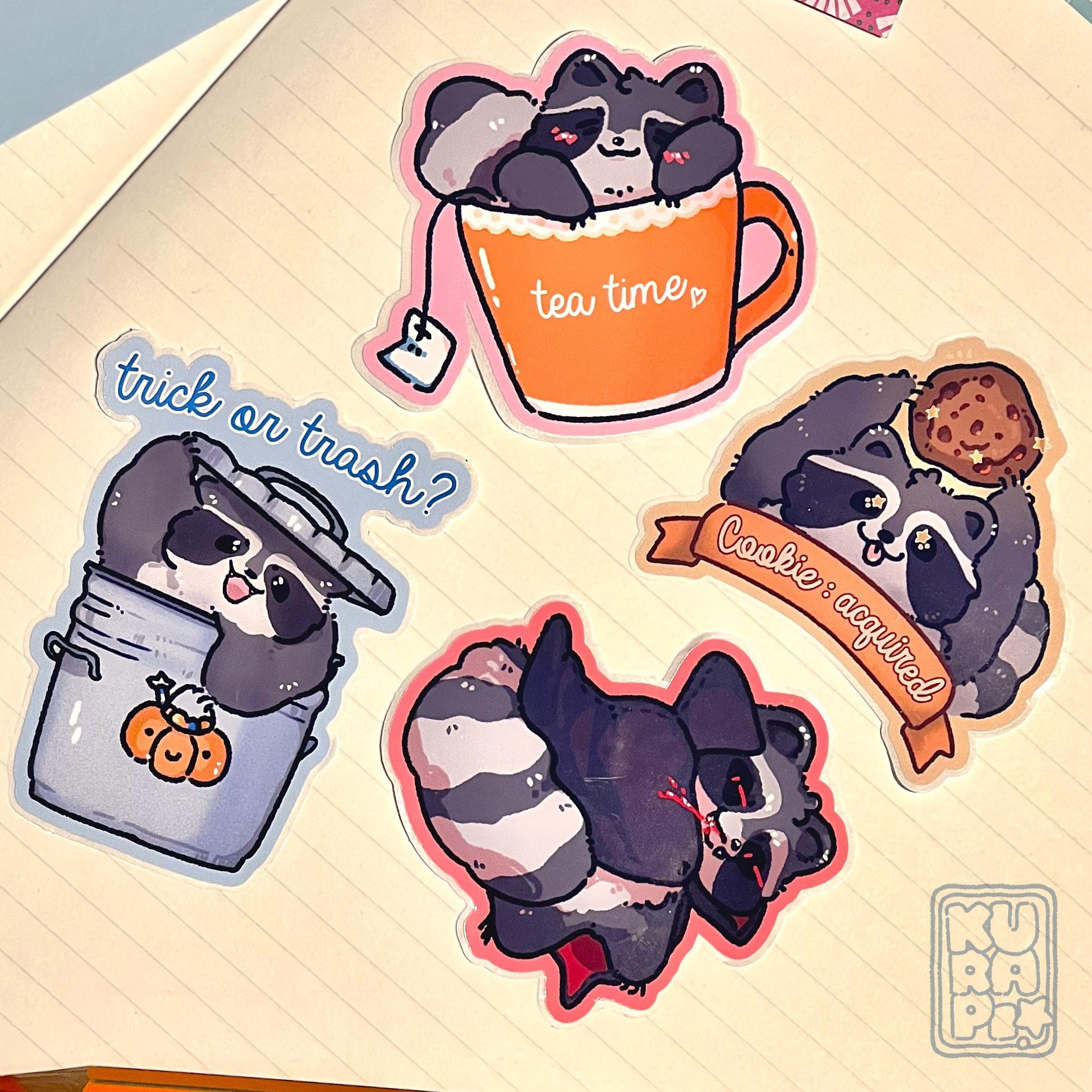 Rascal Stickers Rascal Raccoon Sticker Set // Cute Chibi Animal Sticker, Trash Panda ...
