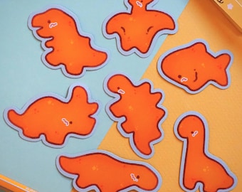ダイノナゲット - マットマグネット // かわいいチビ動物マグネット、恐竜、おもしろ冷蔵庫マグネット
