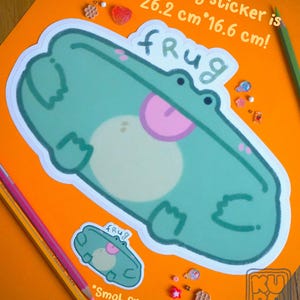 TRÈS GROS Sticker Frug // sticker meme, grenouille, vert, grenouille stupide