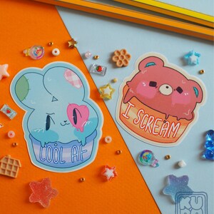 Kopi e Chao - Stickers - "I Scream" Chao & Cool AF" Kopi // adesivi per coppie, regalo per amici, sticker meme, adesivi carini