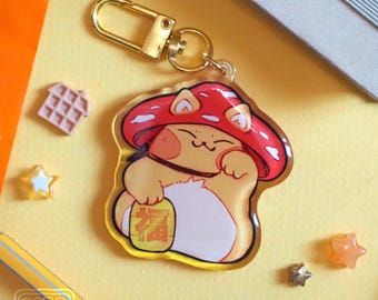 Manekineko Cat Yokai Keychain – Double Sided Gradient Acrylic Charm