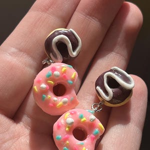 Cute Donut Earrings – Handmade Miniature Food Jewelry, Polymer Clay Sprinkle Donut Dangle Earrings, Unique Gift for Donut Lovers&quot;