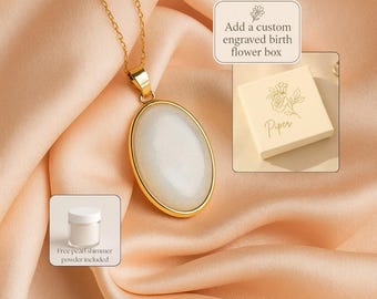 Gold Oval Breastmilk Necklace DIY Kit, Breastmilk Jewelry At Home Kit, Gold Plated Nursing Necklace Keepsake, Push Present Shimmer Powder