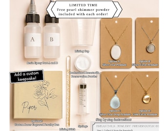 Kit de preservação de joias de leite materno faça você mesmo, kit de anel e colar de leite materno, caixa de joias personalizada, colar de amamentação, presente para novas mamães