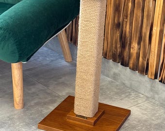 Cat Scratching Post – Stylish Wooden Tower, Minimalist Cat Furniture, Interactive Cat Toy, Gift for Cat Lovers