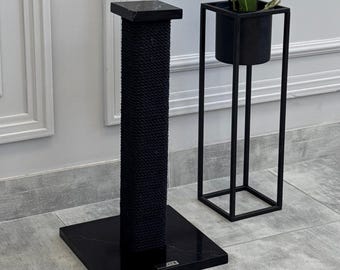 Cat Scratching Post - Stylish Tower on Quartz Stone Base, Minimalist Cat Furniture, Interactive Cat Toy, Gift for Cat Lovers