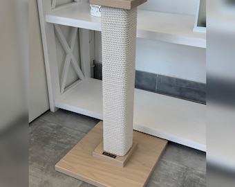 Modern Cat Scratching Post – Stylish Wooden Tower, Minimalist Cat Furniture, Interactive Cat Toy, Gift for Cat Lovers