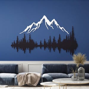 Mountain Wall Decor, Minimalist Mountain Wall Art, Modern Mountain Wood Art, Large Wood Wall Art, Living Room Above Bed Wall Decor