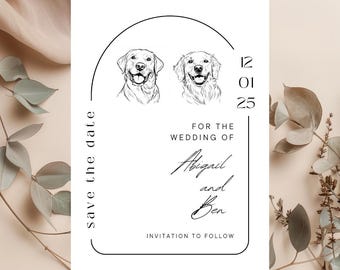 Golden Retriever and Labrador Pet Save the Date Invitation Template Minimalist Save the Date Editable Template Instant Download Wedding