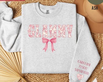 Custom Glammy Sweatshirt, Personalized Grandma Glammy Sweatshirt, Gift for Glammy, Gift from Grandkids, Mother's Day Gift for Glammy, Floral