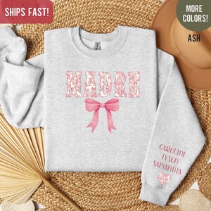 Custom Madre Floral Sweatshirt, Personalized Madre Spanish Mother Sweatshirt, Gift from Kids, Floral Mother&#39;s Day Madre Gift, Gift for Madre
