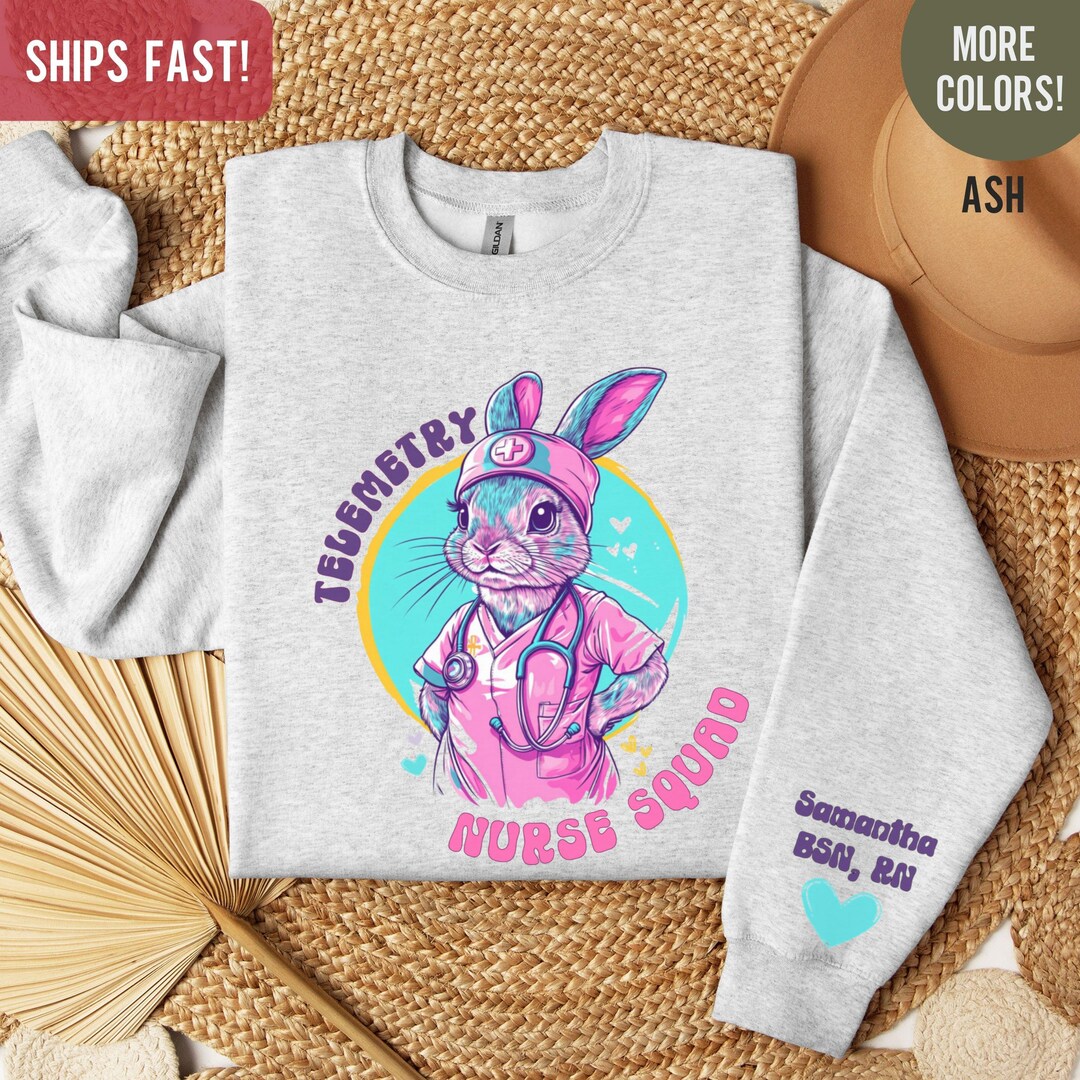 Personalized Easter Telemetry Nurse Squad Sweatshirt Custom Easter ...