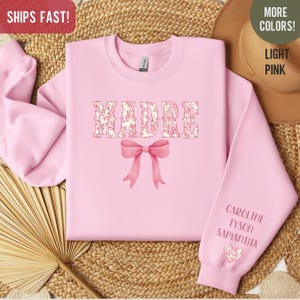 Custom Madre Floral Sweatshirt, Personalized Madre Spanish Mother Sweatshirt, Gift from Kids, Floral Mother&#39;s Day Madre Gift, Gift for Madre