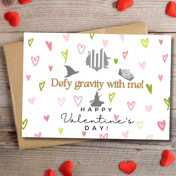 Biglietti di San Valentino stampabili Wicked, design del personaggio del film modificabile