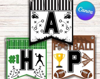 Afdrukbare voetbal verjaardag feestbanner personaliseren: Super Bowl-versieringen (digitale download)