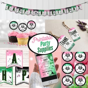 Wicked Birthday Printable Decorations Themed Birthday Banner Party Invitation Supplies Glinda & Elphaba Printable Party Bundle Pack