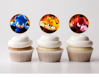 Cupcake Toppers Sonic Verjaardag Afdrukbare Feestdecoraties Stickers Verpakkingsbenodigdheden Knuckles Tails Shadow