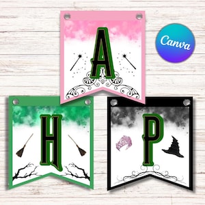 Printable Birthday Banner Wicked Movie Decoration Instant Download Digital Supplies Party Decorations Shiz University Elphaba wizard of oz