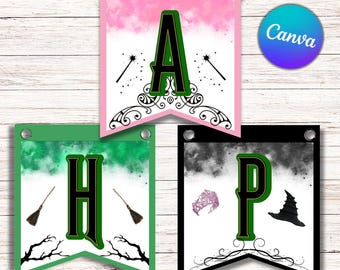 Wicked Birthday Banner: Shiz University, Wizard of Oz Party (afdrukbare digitale download)
