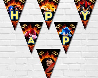 Sonic Movie 3 verjaardagsbanner: Shadow the Hedgehog-feestdecor (afdrukbare digitale download)
