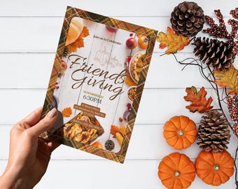 Aanpasbare Friendsgiving-dineruitnodiging Thanksgiving | gepersonaliseerde afdrukbare canva-sjabloon
