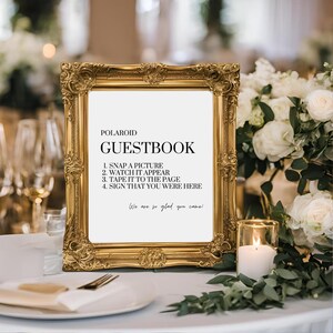 Wedding &quot;Polaroid Guestbook&quot; Printable Sign - Modern Minimalist - Digital Download - Polaroid Guestbook Instructions
