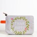 Hanna Kyttä reviewed canvas zipper cosmetic pouch "Think happy" quote in gray - back to school