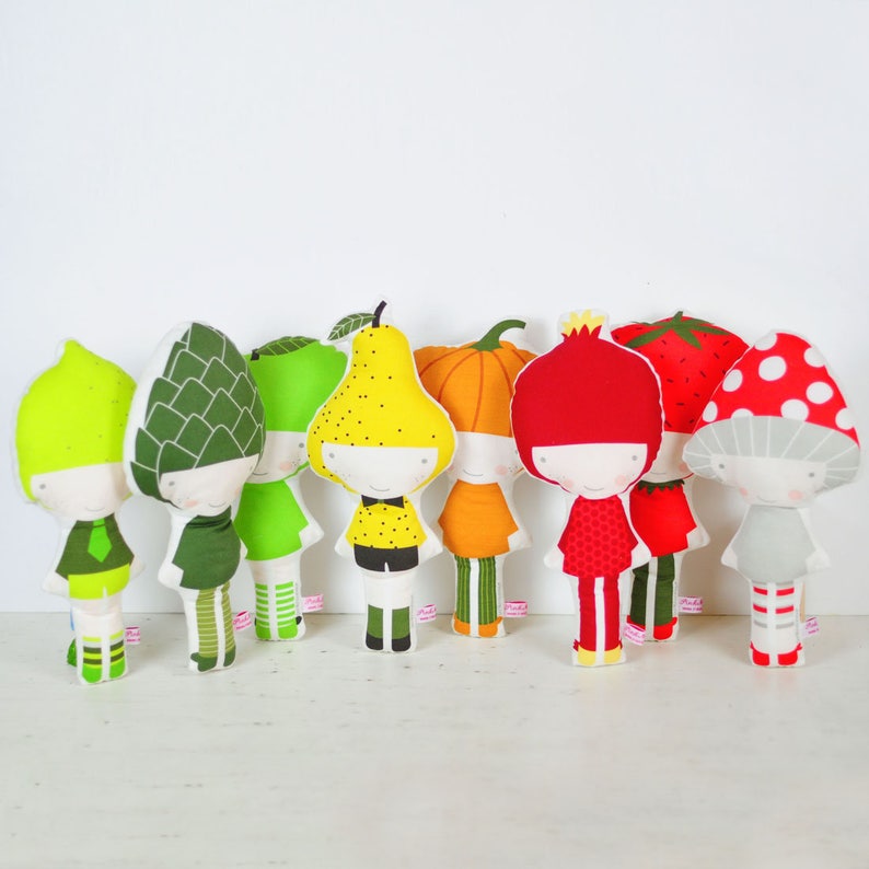 Apple cloth doll in green for pretend play
