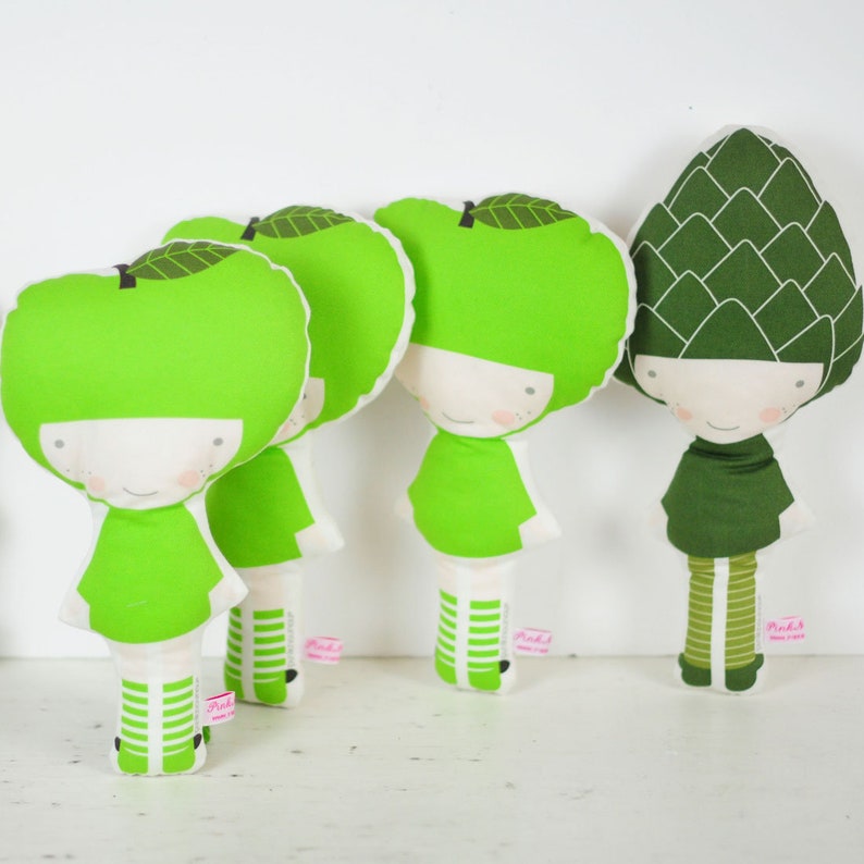 Apple cloth doll in green for pretend play