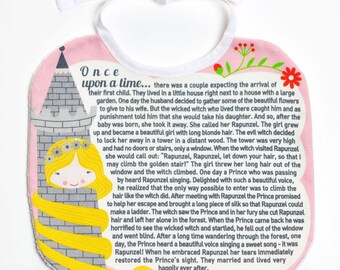 baby bib with Rapunzel tale, fairytale bib, Christmas gifts under 20