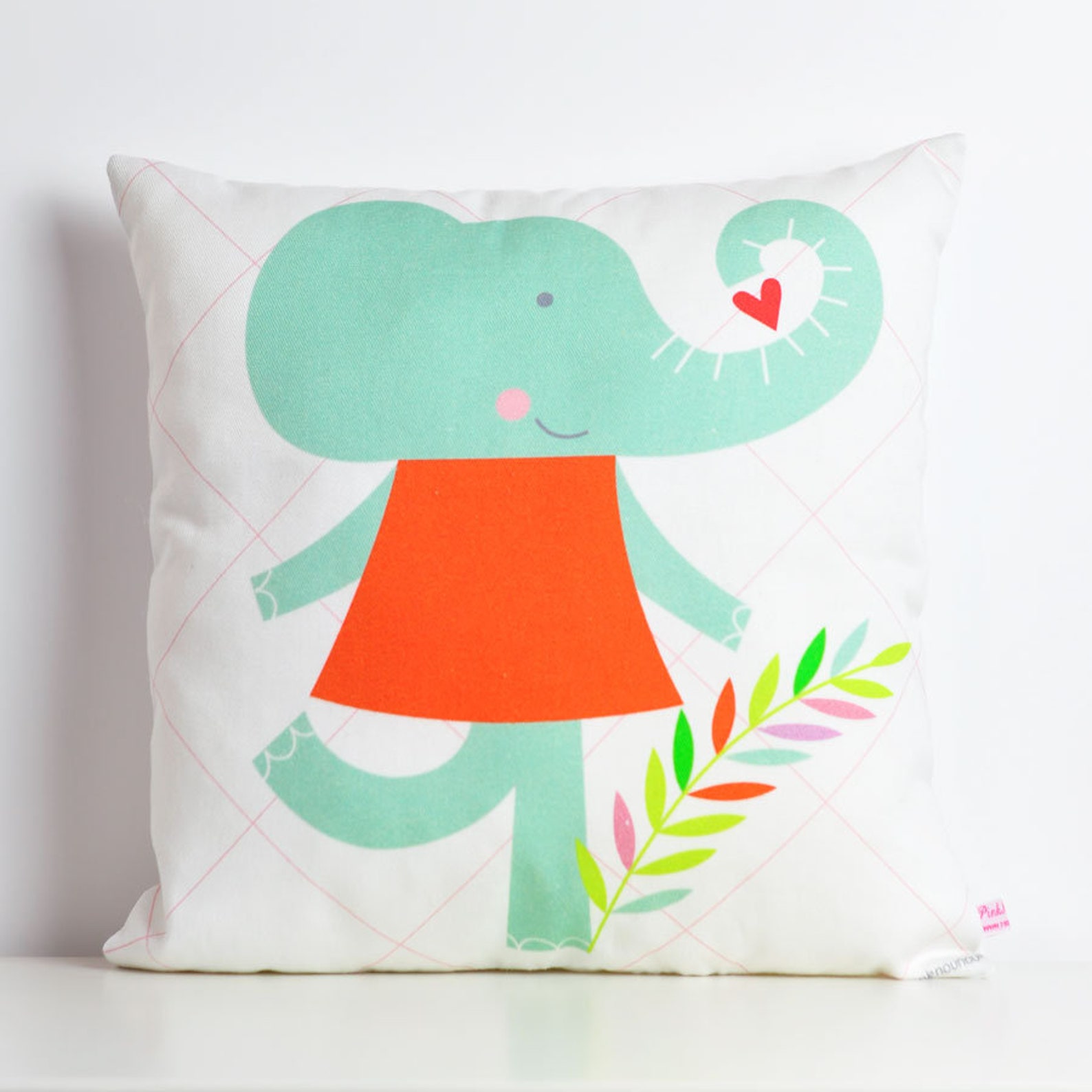 Decorative Throw Pillow for Kids Room With Girl Elephant Etsy