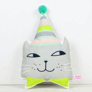 kitten mini decor pillow for kids room or baby shower