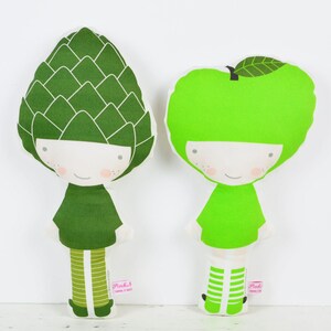 Apple cloth doll in green for pretend play