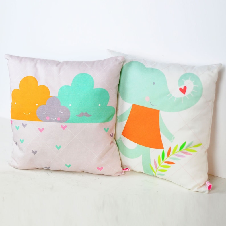 Decorative Throw Pillow for Kids Room With Clouds Family in Etsy