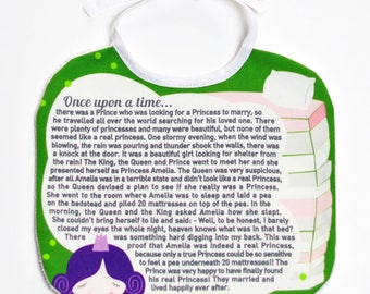 baby bib with Princess and the Pea tale, fairytale bib, Christmas gifts under 20