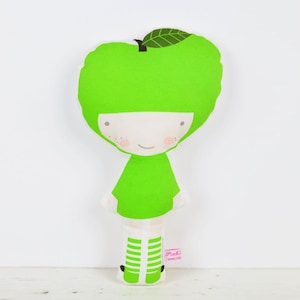 Apple cloth doll in green for pretend play