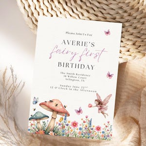 Fairy First Birthday Invitation, Fairy Birthday Party, Garden Birthday, Enchanted Garden, Garden Fairy Party, Fairy 1st, Whimsical Birthday
