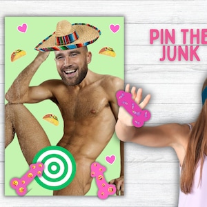 Pin the Junk on the Hunk,Pin the Pecker,Bachelorette Party Game,Hen Party,Pin the Junk Party Game for Girls Night,Pin the Tail, Digital File
