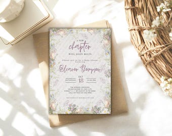 Storybook Bridal Shower Invitation Template, Editable Floral Design (Digital Download)