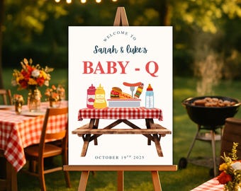 BBQ Baby Shower Invitation, Backyard Baby-Q (Editable Template)